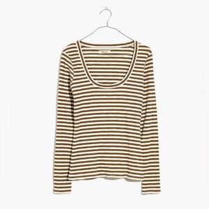 NWT Madewell Pointelle Square-Scoop Tee in Stripe